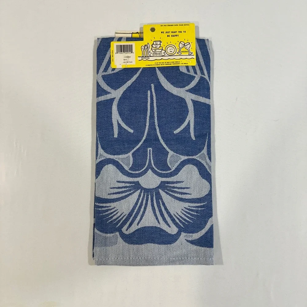 Blue Q Dish Towel Eat Up Bitches Blue Floral Cotton Novelty Kitchen Gift NWT